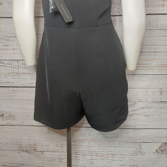 Womans Black Knot Front Romper Strapless Jet Black - Picture 9 of 14